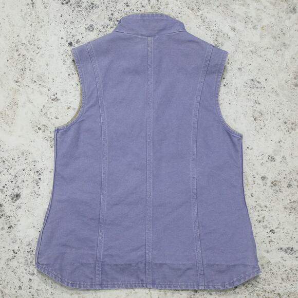 Vintage Carhartt WOMENS WV001 BDK Sherpa Lined Purple Vest Size Small - Picture 3 of 11